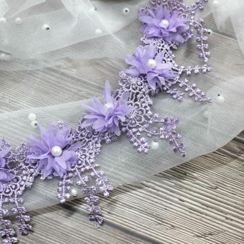 1 Yard 3D-Chiffon-Rosen-Spitzenstoff, Blumenperlen, Hochzeitsdekor, Spitzenband, DIY-Bastelarbeiten, 8,5 cm breit, Lila, 1 Yard 1 Yard 3D-Chiffon-Rosen-Spitzenstoff, Blumenperlen, Hochzeitsdekor, Spitzenband, DIY-Bastelarbeiten, 8,5 cm breit, Lila, 1 Yard von BSGUZ