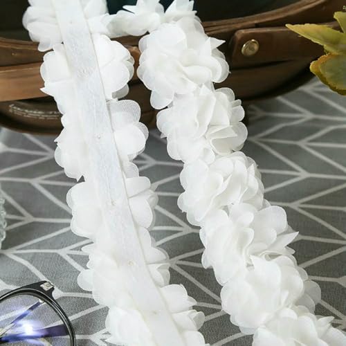 1 Yard 5 cm breiter Chiffon 3-D-Blumen Hochzeitskleid Badeanzug Mütze Vorhänge DIY Spitze handgefertigt-SW92073-09-1Yard von BSGUZ