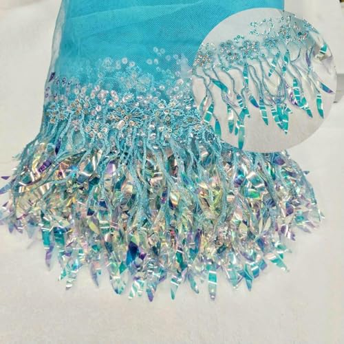 1 Yard Illusionsfarbe Blattperle bestickter Pailletten-Spitzenbesatzstoff für Frauen DIY Nähen Hochzeitskleid Kleidung Applikation Patch-Hellblau-91cm x 15cm 1 Yard Illusionsfarbe Blattperle bestickter Pailletten-Spitzenbesatzstoff für Frauen DIY Nähen Hochzeitskleid Kleidung Applikation Patch-Hellblau-91cm x 15cm von BSGUZ
