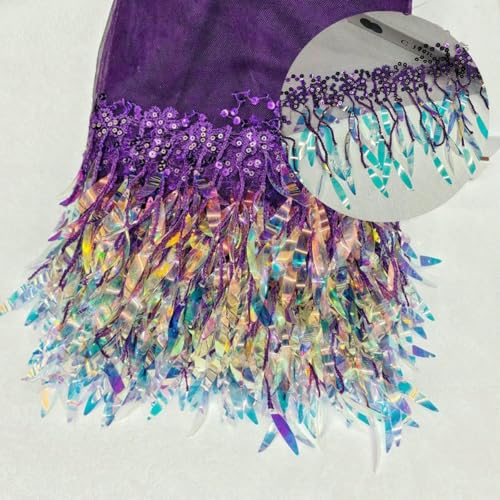 1 Yard Illusionsfarbe Blattperle bestickter Pailletten-Spitzenbesatzstoff für Frauen DIY Nähen Hochzeitskleid Kleidung Applikation Patch-LILA-91cm x 15cm 1 Yard Illusionsfarbe Blattperle bestickter Pailletten-Spitzenbesatzstoff für Frauen DIY Nähen Hochzeitskleid Kleidung Applikation Patch-LILA-91cm x 15cm von BSGUZ
