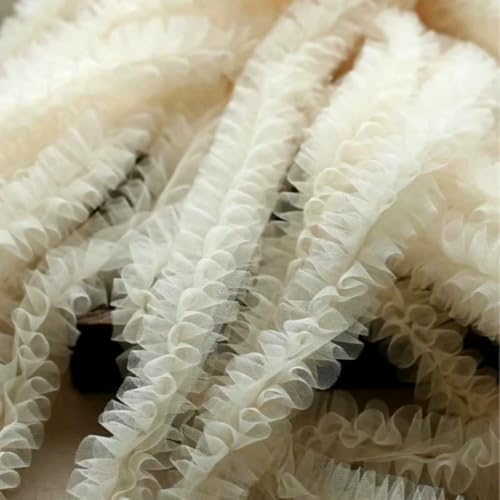 1 Yard Lolita 3D flauschiges Plisseeband Spitze DIY Puppenkleid Rock Bilderrahmen Filz Zeichenbrett kreative Dekorationsmaterialien-Beige-1 Yard von BSGUZ