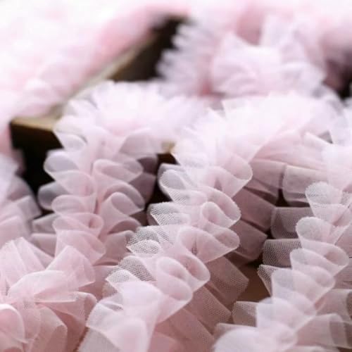 1 Yard Lolita 3D flauschiges Plisseeband Spitze DIY Puppenkleid Rock Bilderrahmen Filz Zeichenbrett kreative Dekorationsmaterialien-Pink-1 Yard von BSGUZ