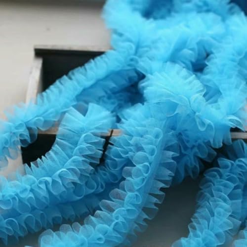 1 Yard Lolita 3D flauschiges Plisseeband Spitze DIY Puppenkleid Rock Bilderrahmen Filz Zeichenbrett kreative Dekorationsmaterialien-Seeblau-1 Yard von BSGUZ