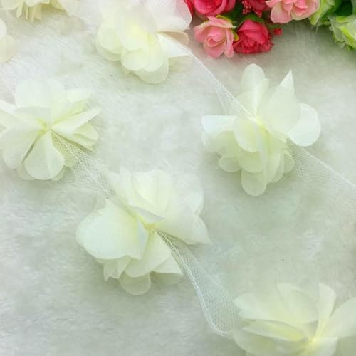 1 Yard Spitze Blume Chiffon Brautkleid Braut Stoff Spitze Trim DIY Baby Haar Band-Creme 1 Yard Spitze Blume Chiffon Brautkleid Braut Stoff Spitze Trim DIY Baby Haar Band-Creme von BSGUZ