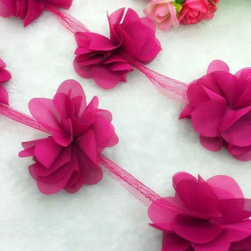 1 Yard Spitze Blume Chiffon Brautkleid Braut Stoff Spitze Trim DIY Baby Haar Band-Dunkel Rose 1 Yard Spitze Blume Chiffon Brautkleid Braut Stoff Spitze Trim DIY Baby Haar Band-Dunkel Rose von BSGUZ