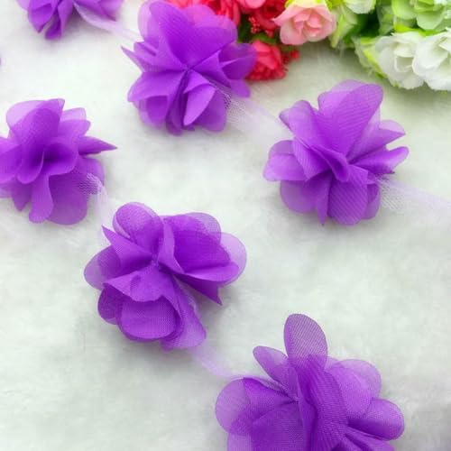1 Yard Spitze Blume Chiffon Brautkleid Braut Stoff Spitze Trim DIY Baby Haar Band-Lila 1 Yard Spitze Blume Chiffon Brautkleid Braut Stoff Spitze Trim DIY Baby Haar Band-Lila von BSGUZ