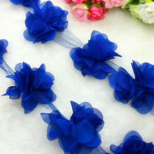 1 Yard Spitze Blume Chiffon Brautkleid Braut Stoff Spitzenbesatz DIY Baby Haarband-Blau 1 Yard Spitze Blume Chiffon Brautkleid Braut Stoff Spitzenbesatz DIY Baby Haarband-Blau von BSGUZ