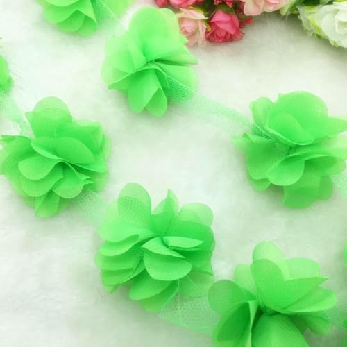 1 Yard Spitze Blume Chiffon Brautkleid Braut Stoff Spitzenbesatz DIY Baby Haarband-Grün von BSGUZ