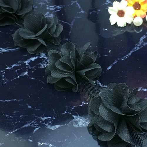 1 Yards schicke Shabby-Chiffon-Blumen für Kinderhaarschmuck, 3D-Stoffblume für DIY-Baby-Stirnbänder, Clips-schwarz-12 Blumen 1 Yards schicke Shabby-Chiffon-Blumen für Kinderhaarschmuck, 3D-Stoffblume für DIY-Baby-Stirnbänder, Clips-schwarz-12 Blumen von BSGUZ