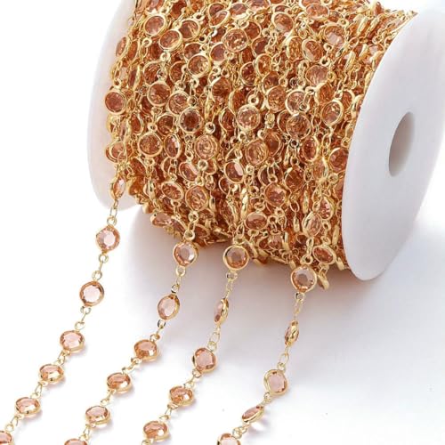 1 m Kristall-Zirkon-Steinkette, bunte Glasperlenketten für DIY-Halsketten, Armbänder, Schmuckherstellung, Zubehör, Befunde-04-1 m, 6,8 mm von BSGUZ