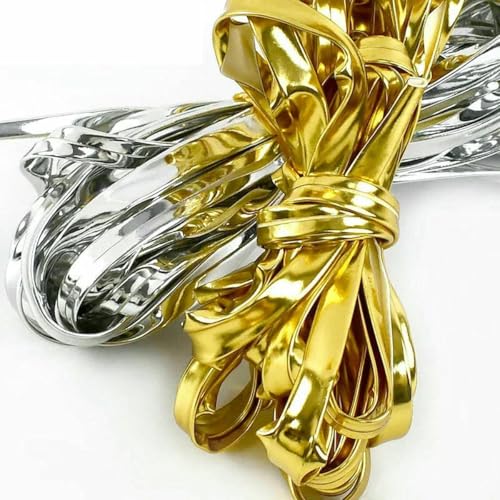 10/20 Meter Gold-Silber-Band, PU-Lederschnur, 5–10 mm Breite, DIY, handgefertigt, für Haar, Kleidung, Basteln, Schmuck, Zubehör, Gold, 8 mm, 20 Meter 10/20 Meter Gold-Silber-Band, PU-Lederschnur, 5–10 mm Breite, DIY, handgefertigt, für Haar, Kleidung, Basteln, Schmuck, Zubehör, Gold, 8 mm, 20 Meter von BSGUZ