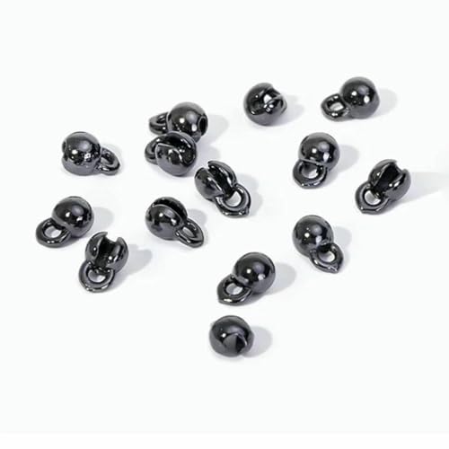10/20 Stück 18 Karat vergoldete Messing-Quetschperlen, Endkappen zur Schmuckherstellung, Kappen für Armbänder, Schmuckzubehör, DIY-Zubehör-schwarze Farbe-10 Stück von BSGUZ