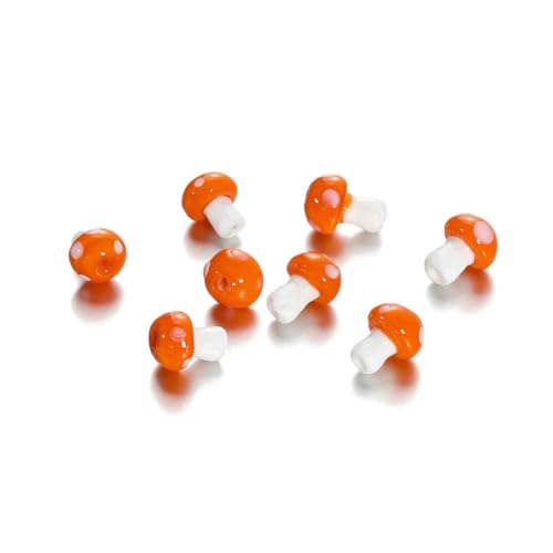 10/20 Stück bunte Glaspilzperlen, Abstandshalter, lose Perlen für Halsketten, Armbänder, Ohrringe, Schmuckherstellung, Zubehör, Orange, 11,5 x 17 mm, 10 Stück von BSGUZ