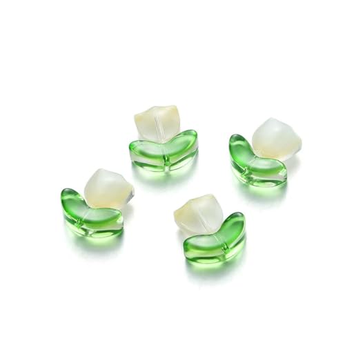 10/20er-Set Tulpenblumen-Lampwork-Perlen, mehrfarbige Glasflora-Perlen, mehrfarbige lose Perlen für DIY-Armbänder, Schmuckherstellung, Gelb, 10 Sets von BSGUZ
