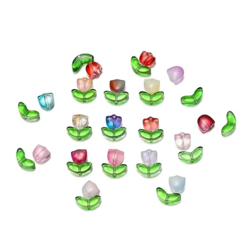 10/20er-Set Tulpenblumen-Lampwork-Perlen, mehrfarbige Glasflora-Perlen, mehrfarbige lose Perlen für DIY-Armbänder, Schmuckherstellung, gemischte Farben, 10 Sets 10/20er-Set Tulpenblumen-Lampwork-Perlen, mehrfarbige Glasflora-Perlen, mehrfarbige lose Perlen für DIY-Armbänder, Schmuckherstellung, gemischte Farben, 10 Sets von BSGUZ