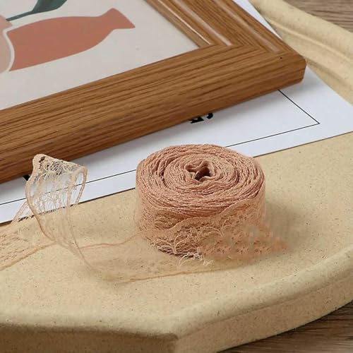 10 Meter/Rolle, 2,2 cm, nicht dehnbares Spitzenband, DIY, handgefertigtes Bastelmaterial, Weihnachten, Halloween, Hochzeitsfeier, Geschenkband, Hellkaffee, 2,2 cm breit von BSGUZ