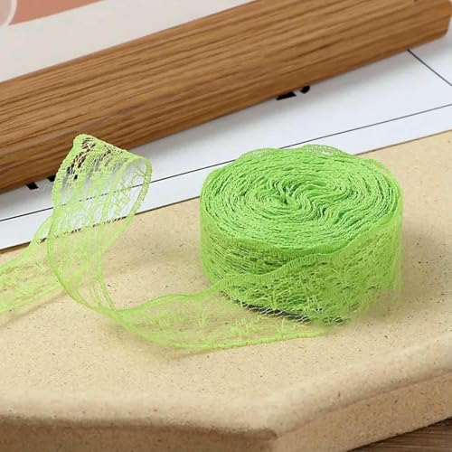10 Meter/Rolle, 2,2 cm, nicht dehnbares Spitzenband, DIY, handgefertigtes Bastelmaterial, Weihnachten, Halloween, Hochzeitsfeier, Geschenkband, fruchtgrün, 2,2 cm breit von BSGUZ