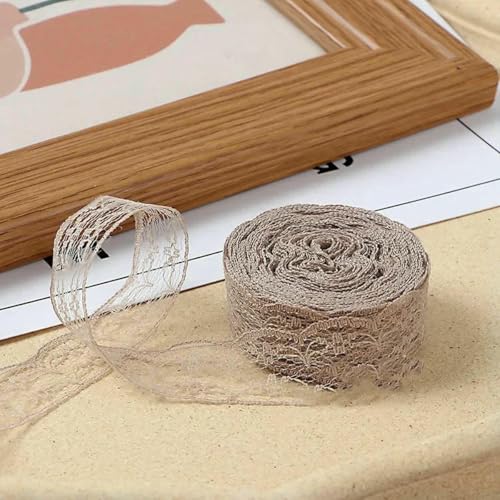 10 Meter/Rolle, 2,2 cm, nicht dehnbares Spitzenband, DIY, handgefertigtes Bastelmaterial, Weihnachts-, Halloween-, Hochzeits- und Party-Geschenkband, Aprikose, 2,2 cm breit von BSGUZ