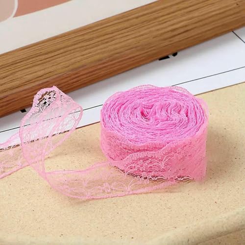 10 Meter/Rolle, 2,2 cm, nicht dehnbares Spitzenband, DIY, handgefertigtes Bastelmaterial, Weihnachts-, Halloween-, Hochzeits- und Party-Geschenkband, Dunkelrosa, 2,2 cm breit von BSGUZ