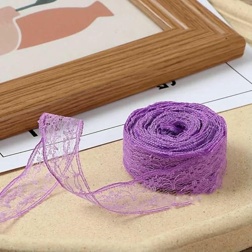 10 Meter/Rolle, 2,2 cm, nicht dehnbares Spitzenband, DIY, handgefertigtes Bastelmaterial, Weihnachts-, Halloween-, Hochzeits- und Party-Geschenkband, Dunkelviolett, 2,2 cm breit von BSGUZ