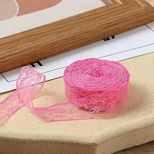 10 Meter/Rolle, 2,2 cm, nicht dehnbares Spitzenband, DIY, handgefertigtes Bastelmaterial, Weihnachts-, Halloween-, Hochzeits- und Party-Geschenkband, Fuchsia, 2,2 cm breit von BSGUZ