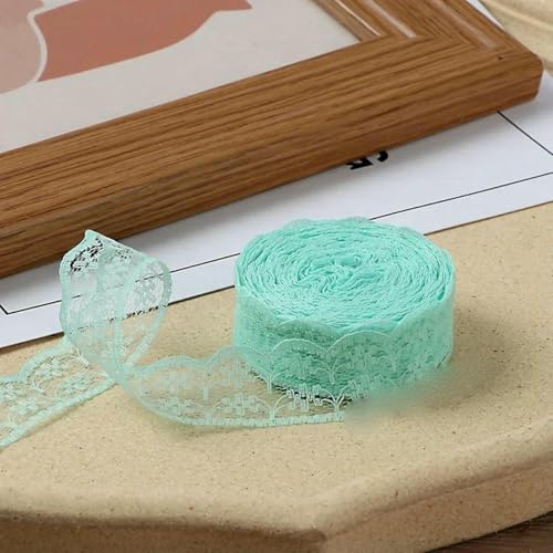 10 Meter/Rolle, 2,2 cm, nicht dehnbares Spitzenband, DIY, handgefertigtes Bastelmaterial, Weihnachts-, Halloween-, Hochzeits- und Party-Geschenkband, Hellgrün, 2,2 cm breit von BSGUZ
