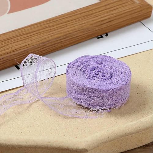 10 Meter/Rolle, 2,2 cm, nicht dehnbares Spitzenband, DIY, handgefertigtes Bastelmaterial, Weihnachts-, Halloween-, Hochzeits- und Party-Geschenkband, Hellviolett, 2,2 cm breit von BSGUZ