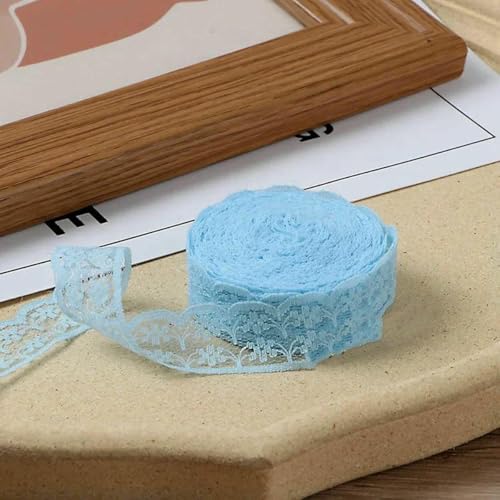 10 Meter/Rolle, 2,2 cm, nicht dehnbares Spitzenband, DIY, handgefertigtes Bastelmaterial, Weihnachts-, Halloween-, Hochzeits- und Party-Geschenkband, Himmelblau, 2,2 cm breit von BSGUZ