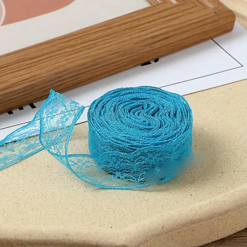 10 Meter/Rolle, 2,2 cm, nicht dehnbares Spitzenband, DIY, handgefertigtes Bastelmaterial, Weihnachts-, Halloween-, Hochzeits- und Party-Geschenkband, Seeblau, 2,2 cm breit von BSGUZ