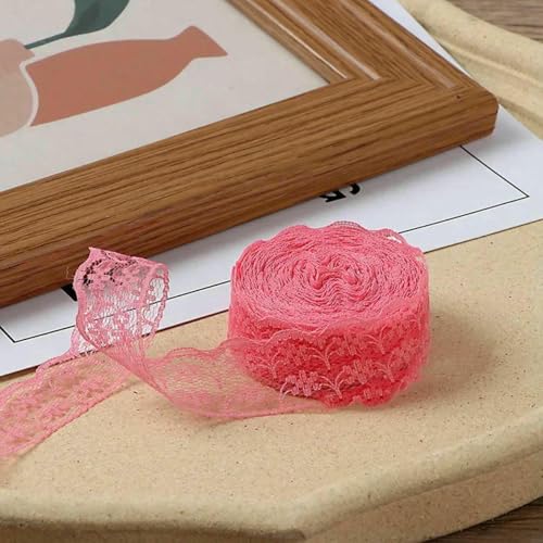 10 Meter/Rolle, 2,2 cm, nicht dehnbares Spitzenband, DIY, handgefertigtes Bastelmaterial, Weihnachts-, Halloween-, Hochzeits- und Party-Geschenkband, Wassermelonenrot, 2,2 cm breit von BSGUZ