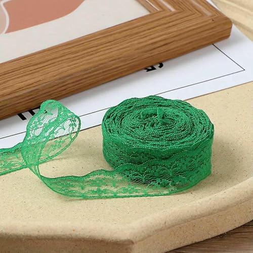 10 Meter/Rolle, 2,2 cm, nicht dehnbares Spitzenband, DIY, handgefertigtes Bastelmaterial, Weihnachts-, Halloween-, Hochzeits- und Party-Geschenkband, grasgrün, 2,2 cm breit von BSGUZ