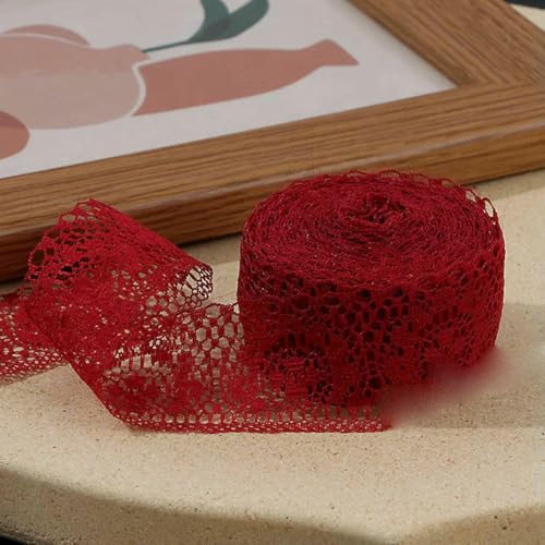 10 Meter/Rolle, 40 mm, buntes, nicht dehnbares Spitzenband, DIY-Bekleidung, Nähstoff, handgefertigtes Bastelzubehör, Spitzenbandverpackung, Burgunderrot, 40 mm breit 10 Meter/Rolle, 40 mm, buntes, nicht dehnbares Spitzenband, DIY-Bekleidung, Nähstoff, handgefertigtes Bastelzubehör, Spitzenbandverpackung, Burgunderrot, 40 mm breit von BSGUZ