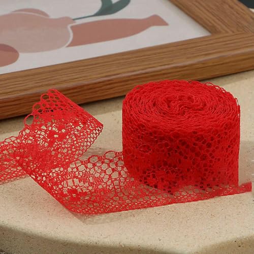 10 Meter/Rolle, 40 mm, buntes, nicht dehnbares Spitzenband, DIY-Bekleidung, Nähstoff, handgefertigtes Bastelzubehör, Spitzenbandverpackung, rot, 40 mm breit 10 Meter/Rolle, 40 mm, buntes, nicht dehnbares Spitzenband, DIY-Bekleidung, Nähstoff, handgefertigtes Bastelzubehör, Spitzenbandverpackung, rot, 40 mm breit von BSGUZ