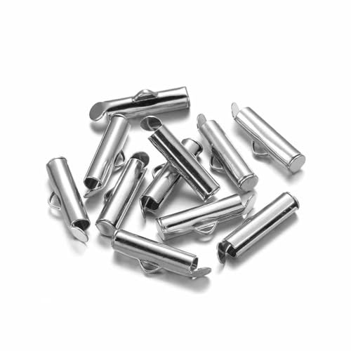 10 Satz/Los Crimp-Endperlen Schiebeverschluss mit Kettenschnallen Rohre Schieber-Endkappen Verbinder für DIY-Schmuckherstellung Zubehör-Rhodium x 50 Stück-25 mm 10 Satz/Los Crimp-Endperlen Schiebeverschluss mit Kettenschnallen Rohre Schieber-Endkappen Verbinder für DIY-Schmuckherstellung Zubehör-Rhodium x 50 Stück-25 mm von BSGUZ