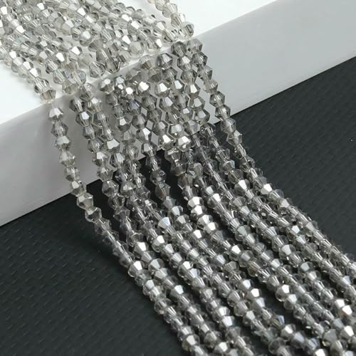 10 Stränge Bicone-Kristallglasperlen, 4,0 mm facettierte Kristallperlen-Anhänger für DIY-Armbandringe, Schmuckherstellungsset, AB-Grau, 10 Stränge, 10 Stränge, 4,0 mm von BSGUZ