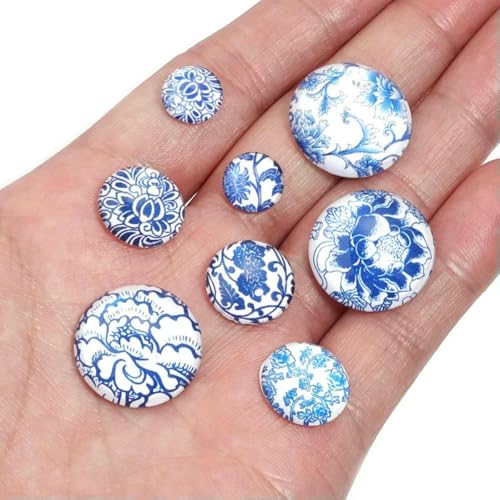 10 Stück/Los, runde blaue und weiße Porzellan-Glas-Cabochon-Perlen zur Schmuckherstellung, lose Perlen, Cabochon, Cameo, DIY-Ringe, Halsketten, 20 mm 10 Stück/Los, runde blaue und weiße Porzellan-Glas-Cabochon-Perlen zur Schmuckherstellung, lose Perlen, Cabochon, Cameo, DIY-Ringe, Halsketten, 20 mm von BSGUZ
