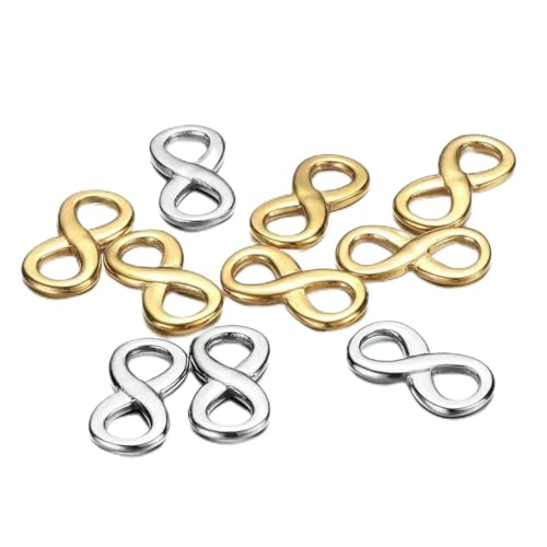 10 Stück/Los Edelstahl Glück 8 Form Verbinder Unendlichkeitssymbol Charms Anhänger für Schmuck DIY Herstellung handgefertigter Accessoires-1cmX2.1cm-Gold 10 Stück/Los Edelstahl Glück 8 Form Verbinder Unendlichkeitssymbol Charms Anhänger für Schmuck DIY Herstellung handgefertigter Accessoires-1cmX2.1cm-Gold von BSGUZ
