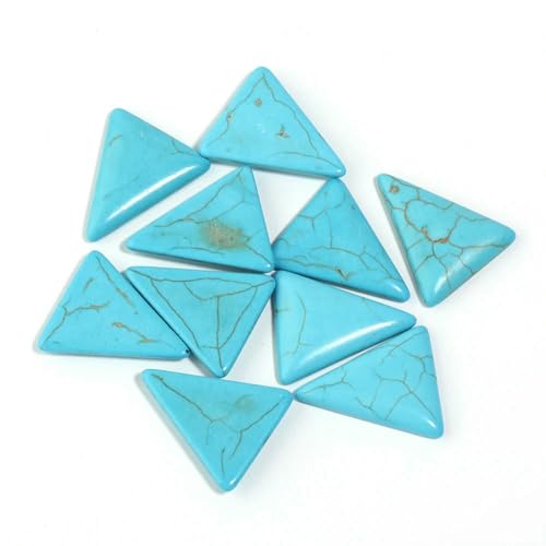 10 Stück/Los Naturstein-Dreieck-Cabochon, blau-türkisfarbener Abstandshalter-Cabochon für Heimwerker, Basteln, Ornament, handgefertigtes Zubehör, 28 x 23,0 mm, 10 Stück 10 Stück/Los Naturstein-Dreieck-Cabochon, blau-türkisfarbener Abstandshalter-Cabochon für Heimwerker, Basteln, Ornament, handgefertigtes Zubehör, 28 x 23,0 mm, 10 Stück von BSGUZ