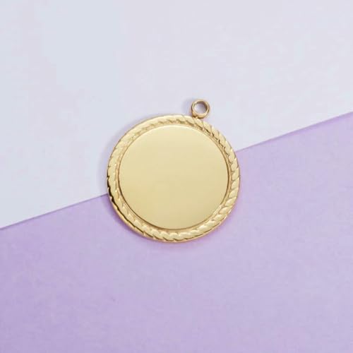 10 Stück/Los Spiegelpolierter Edelstahl Runde Tablett Charms Anhänger für DIY Herstellung Halskette Armbänder Schlüsselanhänger Modeschmuck-Goldfarbe von BSGUZ