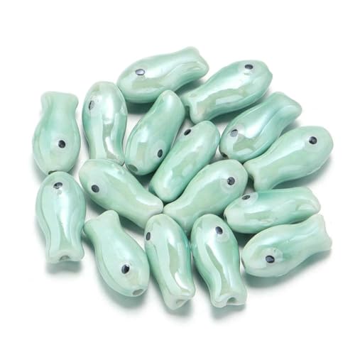10 Stück/Los süße Perlen in Fischform, bunte Keramikperlen, lose Perlen für die Schmuckherstellung, DIY-Halsketten, Armbänder, Zubehör, hellgrün 10 Stück/Los süße Perlen in Fischform, bunte Keramikperlen, lose Perlen für die Schmuckherstellung, DIY-Halsketten, Armbänder, Zubehör, hellgrün von BSGUZ