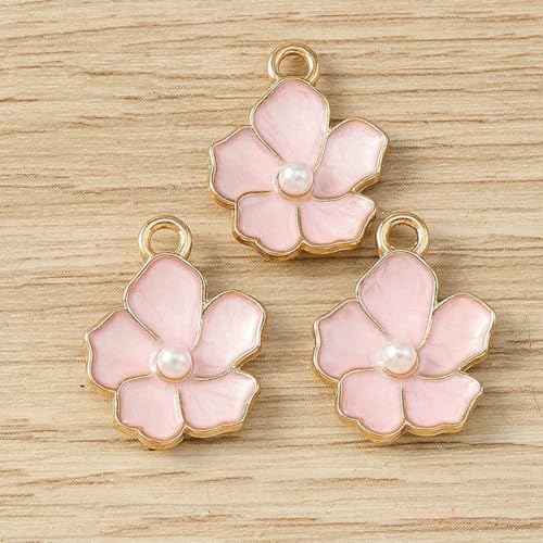 10 Stück 13 x 16 mm süße Emaille-Blumen-Charm-Anhänger für die Schmuckherstellung, Ohrringe, Halsketten, Armbänder, Zubehör, DIY-Bastelbedarf - shows_a von BSGUZ