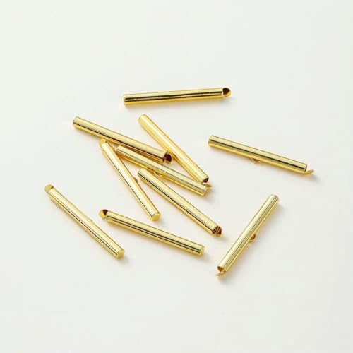 10 Stück 14/18 Karat Gold Messing Seitliche Crimp-Endrohr-Schiebeverschlüsse Armband-Ohrring-Schnallen Verbinder DIY Schmuckherstellung-18 Karat-15 x 4,0 mm von BSGUZ