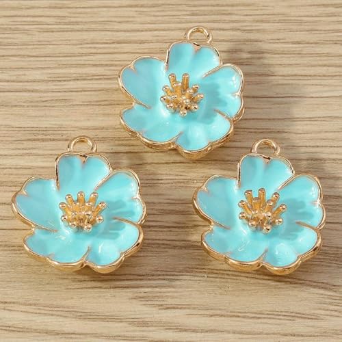 10 Stück 19 x 23,0 mm, modische Emaille-Blumen-Charm-Anhänger für die Schmuckherstellung, Ohrringe, Halsketten, Armbänder, DIY-Bastelzubehör - shows_a von BSGUZ
