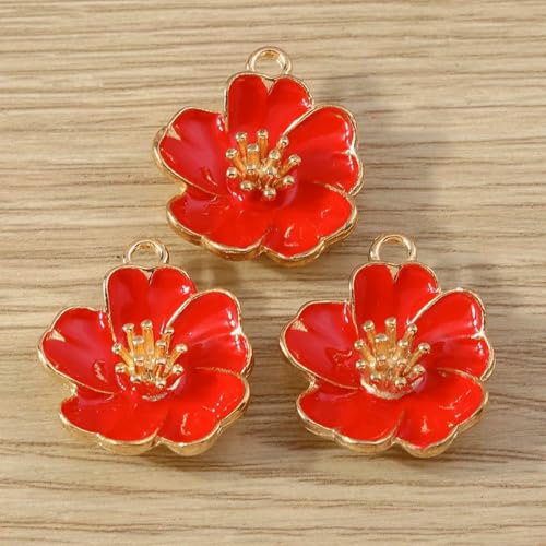 10 Stück 19 x 23,0 mm, modische Emaille-Blumen-Charm-Anhänger für die Schmuckherstellung, Ohrringe, Halsketten, Armbänder, DIY-Bastelzubehör – shows_d von BSGUZ