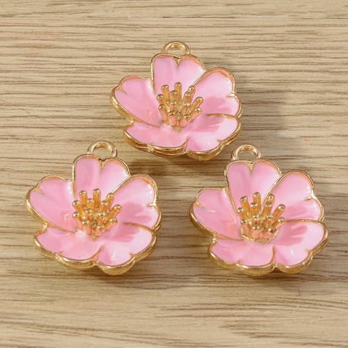 10 Stück 19 x 23,0 mm, modische Emaille-Blumen-Charm-Anhänger für die Schmuckherstellung, Ohrringe, Halsketten, Armbänder, DIY-Bastelzubehör – zeigt von BSGUZ