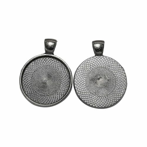 10 Stück 20/25/30 mm Halsketten-Anhängerfassung, Cabochon, Kamee, Basisschale, Lünette, blanko für Anhänger, Cabochons, Schmuckherstellung, Zubehör – Gun Black – 25 mm x 10 Stück von BSGUZ