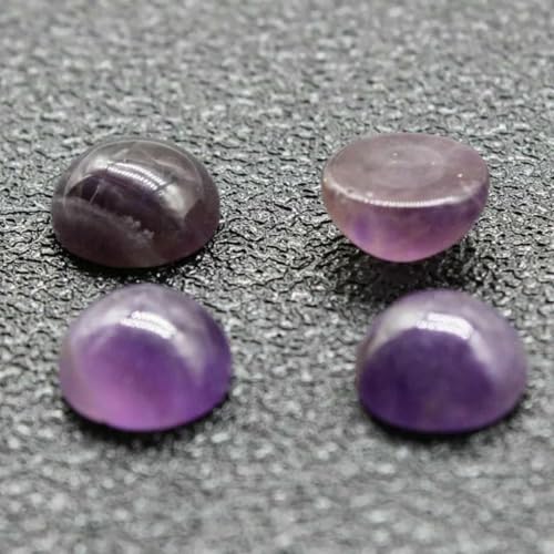 10 Stück 4 6 8 10 12 14 mm Perlen Cabochon Natursteine Runde lose Perlen Cabochon Cameo Passform DIY Ring Ohrringe zur Schmuckherstellung-Amethyst-8mm von BSGUZ