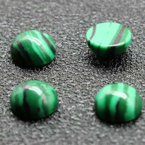 10 Stück 4 6 8 10 12 14 mm Perlen Cabochon Natursteine Runde lose Perlen Cabochon Cameo Passform DIY Ring Ohrringe zur Schmuckherstellung-Malachit-4,0 mm von BSGUZ