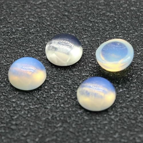 10 Stück 4 6 8 10 12 14 mm Perlen Cabochon Natursteine Runde lose Perlen Cabochon Cameo Passform DIY Ring Ohrringe zur Schmuckherstellung-Opal-14,0 mm von BSGUZ