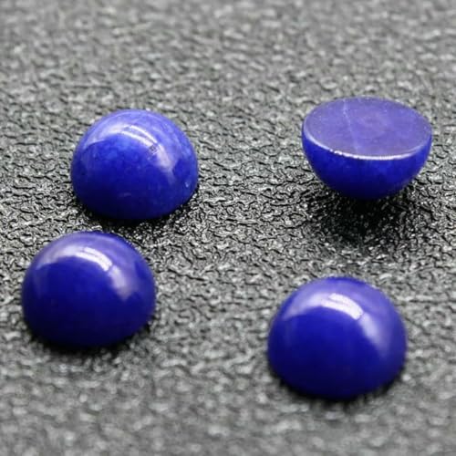 10 Stück 4 6 8 10 12 14 mm Perlen Cabochon Natursteine Runde lose Perlen Cabochon Cameo Passform DIY Ring Ohrringe zur Schmuckherstellung-blauer Chalcedon-6mm von BSGUZ